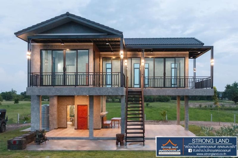 แบบบ้านสองชั้นใต้ถุนสูง ขนาด 2 ห้องนอน สวยเทห์แนวลอฟท์ | ดูไอเดียบ้าน