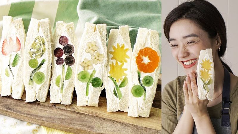 【きゅうりめし】お花のフルーツサンドの作り方【ピクニック】
