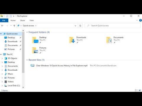 Clear Windows 10 Quick Access History in File Explorer