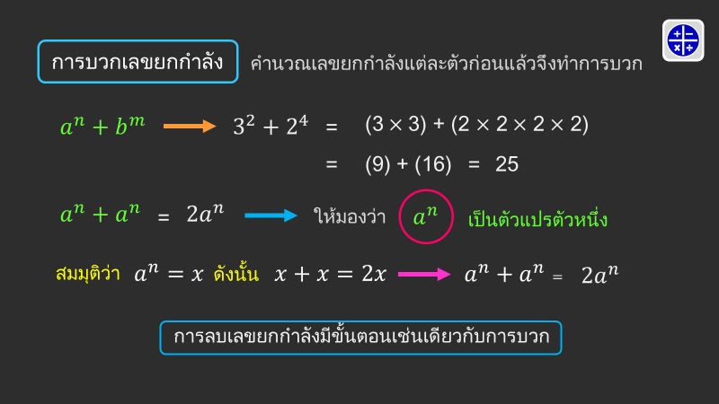 Stay With Math] เลขยกกำลัง (ตอนที่ 3) คราวที่แล้วเราคุยกันถึงเลขยกกำลังที่มี กำลังเป็น 0 และ 1 วันนี้จะคุยต่อในเรื่อง การยกกำลังกับฐานที่เป็นพหุคูณ ครับ