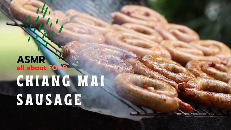 Chiang Mai Sausage grilled ASMR birds sound background (Short)