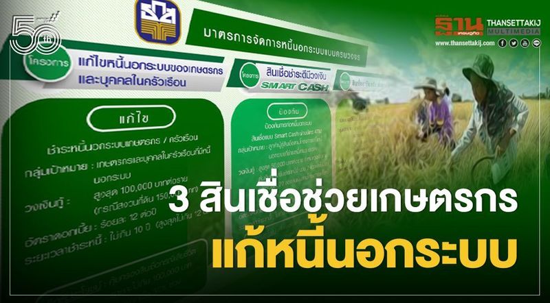 เปิด 3 สินเชื่อ ธ.ก.ส. ช่วยเกษตรกรแก้หนี้นอกระบบ