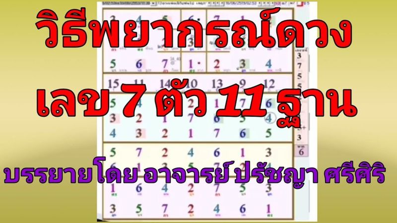 วิธีพยากรณ์ดวง เลข 7 ตัว 11 ฐาน บรรยายโดย อาจารย์ ปรัชญา ศรศิริ