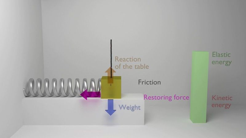 Animation of a damped harmonic oscillator (physics, mechanics)