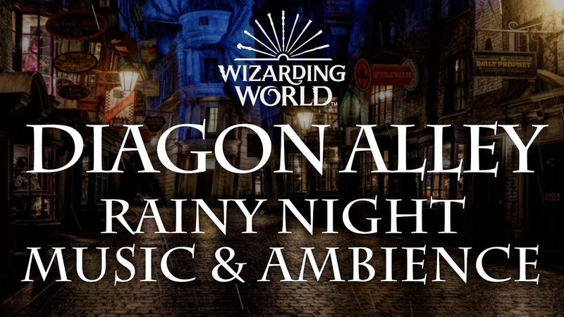 Harry Potter Music & Ambience | Diagon Alley - Rainy Nighttime Sounds for Sleep, Study, Relaxing