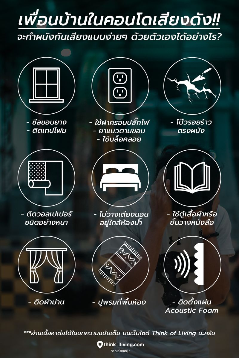 Thinkofliving] เพื่อนบ้านในคอนโดเสียงดัง จะทำผนังกันเสียงแบบง่ายๆด้วยตัวเองได้อย่างไร  ...อยากจะนั่งทำงานอยู่บ้านเงียบๆทั้งที แต่กลับมีเสียงทีวีห้องข้างๆดังเข้ามากวน  ...กำลังดูซีรีย์เกาหลีฟินๆ แต่เพื่อนบ้านอินดี้กลับ