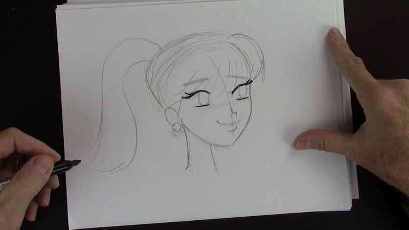 DRAW A CARTOON FACE - Bangs & Ponytail