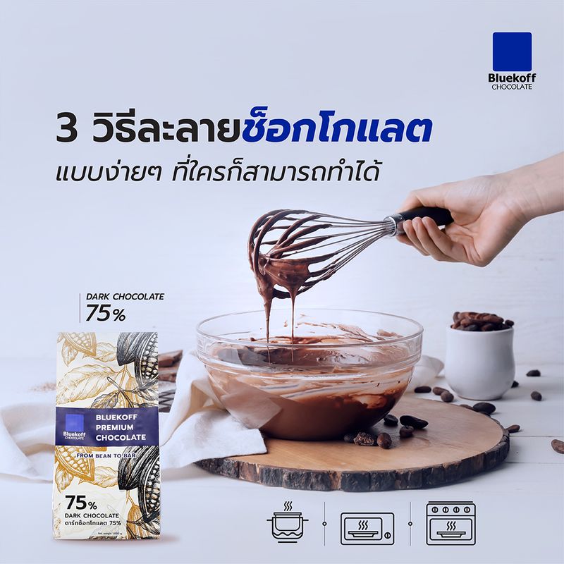 Bluekoff] 3 วิธีละลายช็อกโกแลตแบบง่ายๆ ที่ใครก็สามารถทำได้ สำหรับคนทำขนมที่ต้องการใช้ช็อกโกแลตสำหรับเคลือบหน้าเค้ก  หรือชุบเพื่อเคลือบเพื่อทำเป็นเมนูต่างๆ ขั้นตอนการ ละลายช็อกโกแลตจึงเป็นสิ่งที่สำคัญอย่างมาก