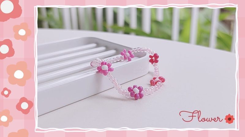 สอนร้อยกำไลลูกปัดดอกไม้ง่ายๆ สไตล์เกาหลี🌺✨: How to Make Daisy Flower Beaded Bracelet Jewelry