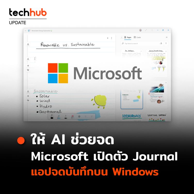 [Techhub] Microsoft เปิดตัว Journal แอปจดบันทึกบน Windows จากโครงการทดลองของ Microsoft วันนี้แอป