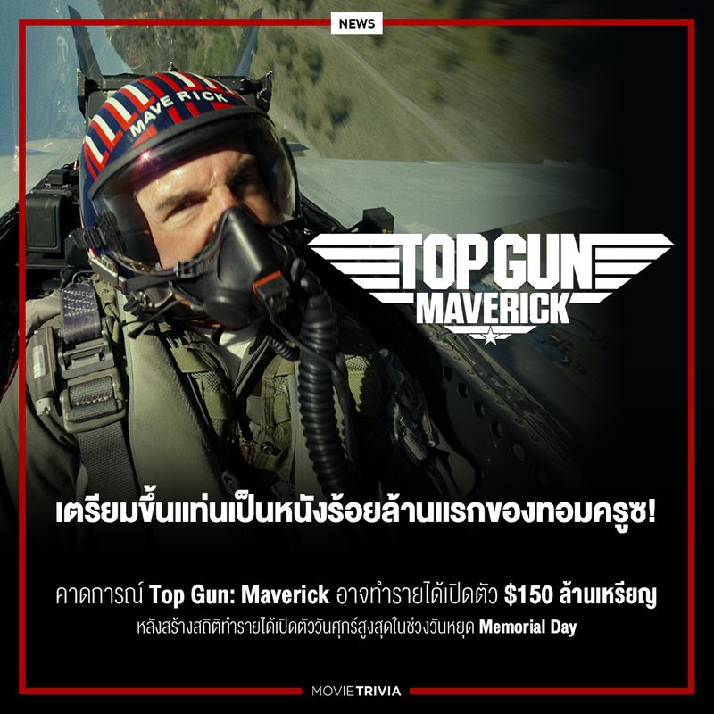 [Movie Trivia] คาดการณ์ Top Gun Maverick อาจทำรายได้เปิดตัว 150 ล้าน
