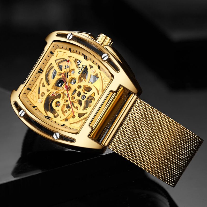 [vasankuldee] SWISH 2021 Mechanical Watch Men Gold Automatic Watch with