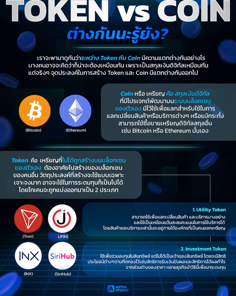 [Astra Studio] Token VS Coin ต่างกันนะรู้ยัง? วันนี้เราจะพามาดูกันว่า ...