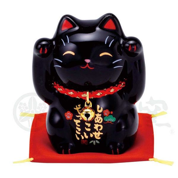 Maneki-neko, H6cm, Black, Both Paws Raised, Invites Happiness, Ward off evil, Lucky Cat / Fortune Cat