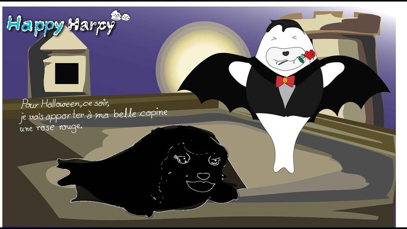 Halloween Dracula meeting his girlfriend on a Halloween night