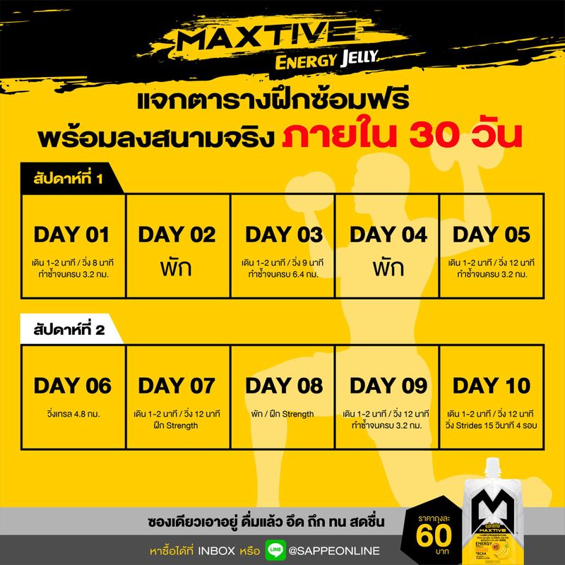 [SAPPE ] แชร์เก็บไว้เลย ! Maxtive Energy Jelly แจกตารางฝึกซ้อมฟรี ให้