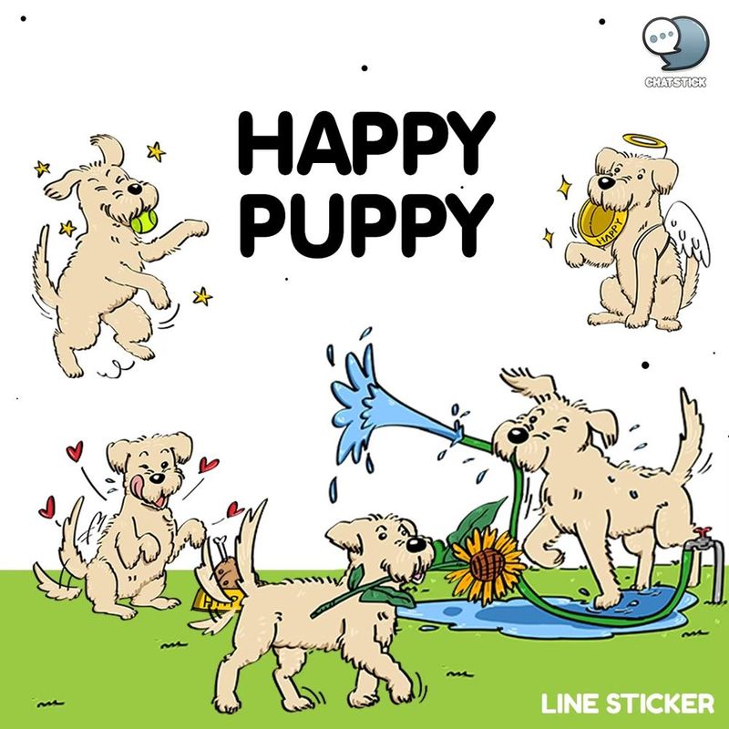 🌞สดใสรับวันจันทร์ กับ LINE Sticker “Happy Puppy” 🐶น้องหมาสุดร่าเริงแสนซน