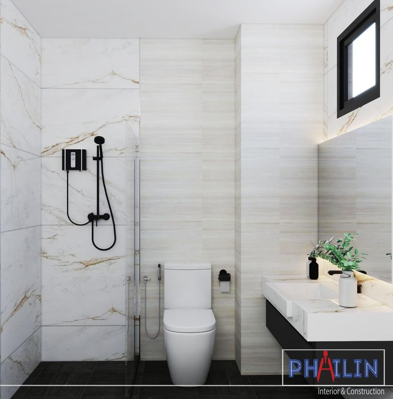 [Phailin interior design] งานห้องน้ำ สไตล์โมเดิร์น เรียบหรูไปด้วยสองโทน ...