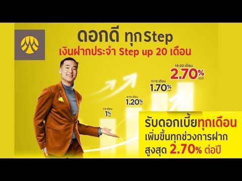บัญชีเงินฝากประจำ Step Up 20 เดือน ดอกเบี้ยสูงถึง 2.70% ได้ดอกเบี้ยทุก Step จากธนาคารกรุงศรีอยุธยา