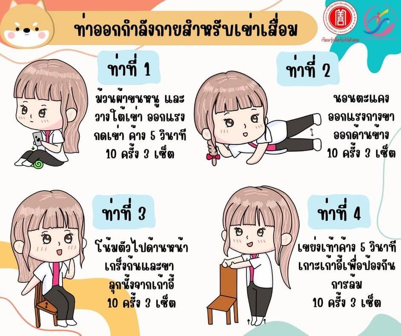 ท่าออกกำลังกายสำหรับเข่าเสื่อม | #HUACHIEW