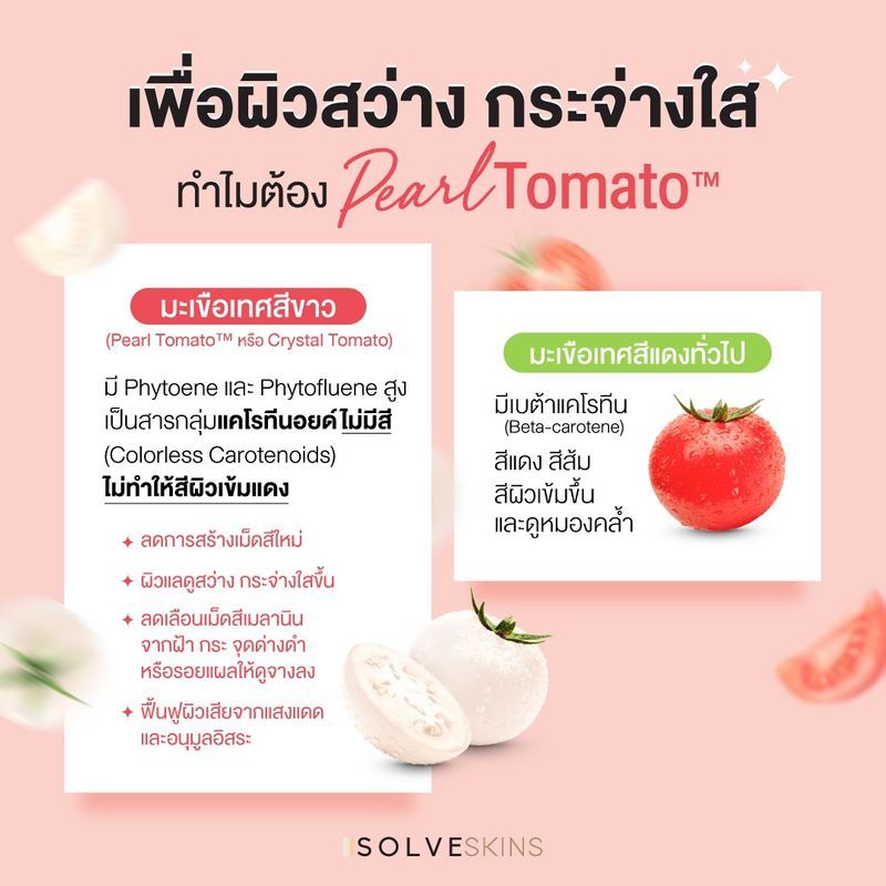[Solvegroup] เพื่อผิวสว่าง กระจ่างใส ทำไมต้องเลือก Pearl Tomato™ 🤍