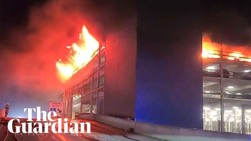 Flames engulf London’s Luton airport multistorey car park