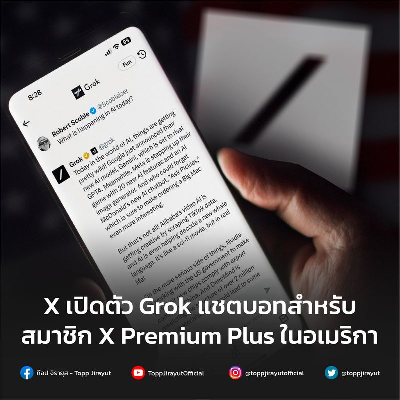 [ท๊อป จิรายุส ทรัพย์ศรีโสภา - Topp Jirayut Srupsris] X เปิดตัว Grok แชต