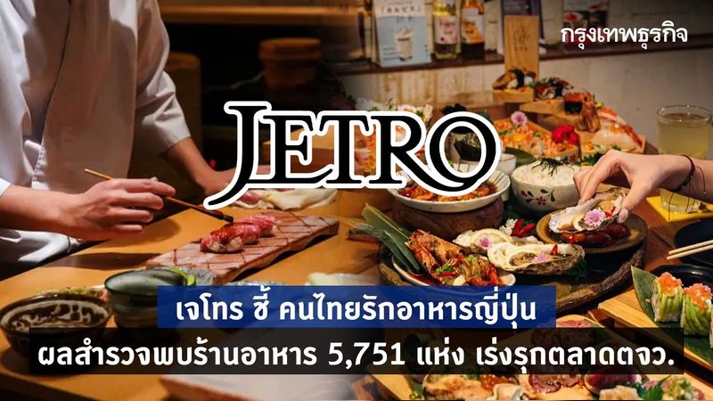 คนไทยรักอาหารญี่ปุ่น เจโทรเผยผลสำรวจ พบร้านอาหาร 5,751 แห่ง ตจว.โตต่อเนื่อง