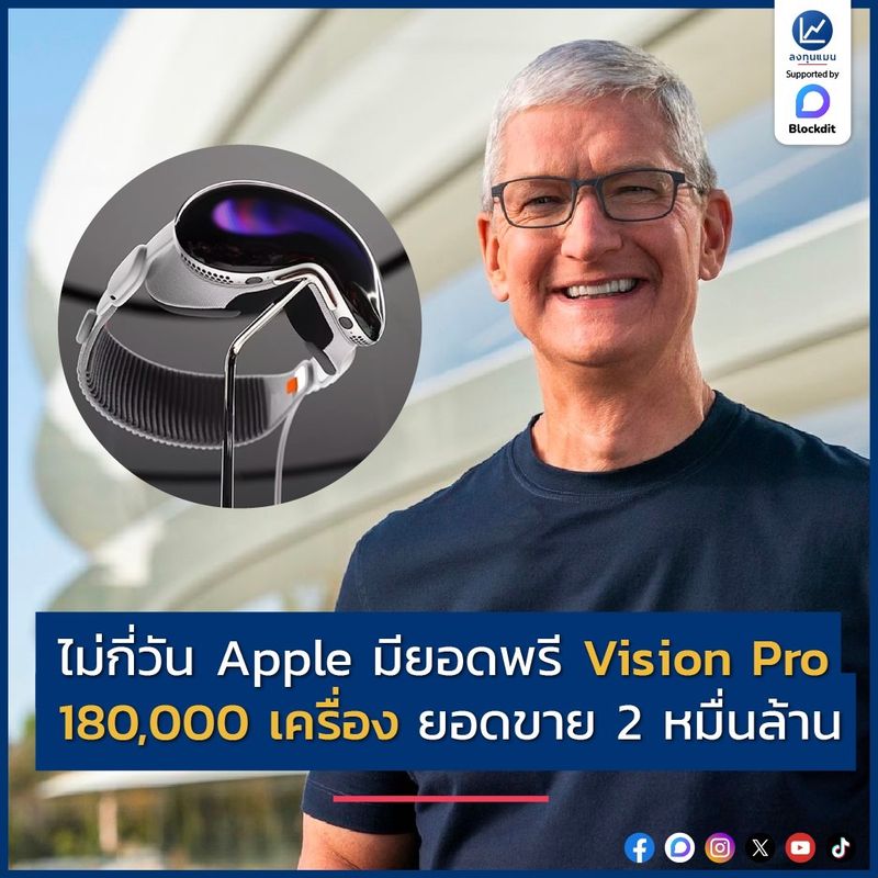 [ลงทุนแมน] ไม่กี่วัน Apple มียอดพรี Vision Pro 180,000 เครื่อง ยอดขาย 2 ...