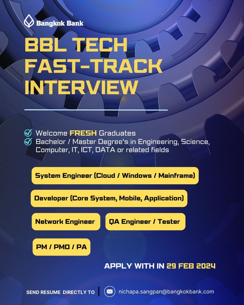 [Bangkok Bank Career] BBL TECH ⚡️FAST-TRACK INTERVIEW We are hiring ...