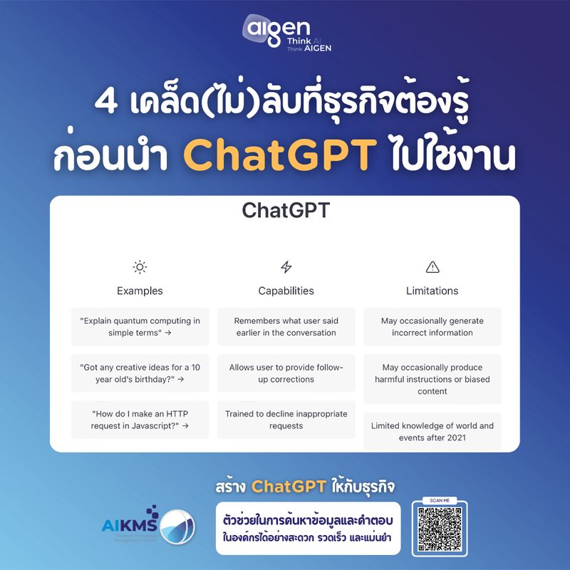 [AI GEN : ไอเจ็น] 4 เคล็ด(ไม่)ลับที่ธุรกิจต้องรู้ก่อน ChatGPT ไปใช้งาน ...