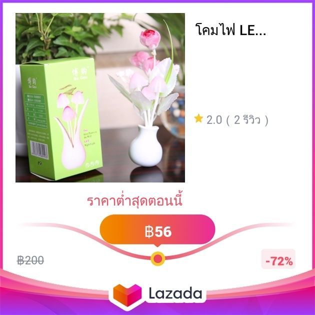 โคมไฟ LED ดอกทิวลิปแสงนุ่มโรแมนติกประหยัดพลังงานไฟฟ้าสีชมพู (แพ็ค 2)
