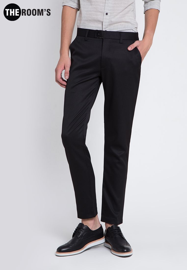 กางเกงสแลคผ้าชาลี สีดำ