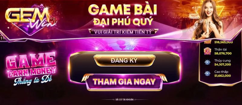 Gemwin - Cổng game giải trí mang đến ngàn vận may