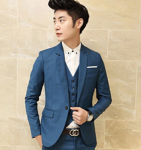 พร้อมส่ง เสื้อสูท สีน้ำเงิน สูทผู้ชาย ใส่ไปงาน ใส่ทำงานได้