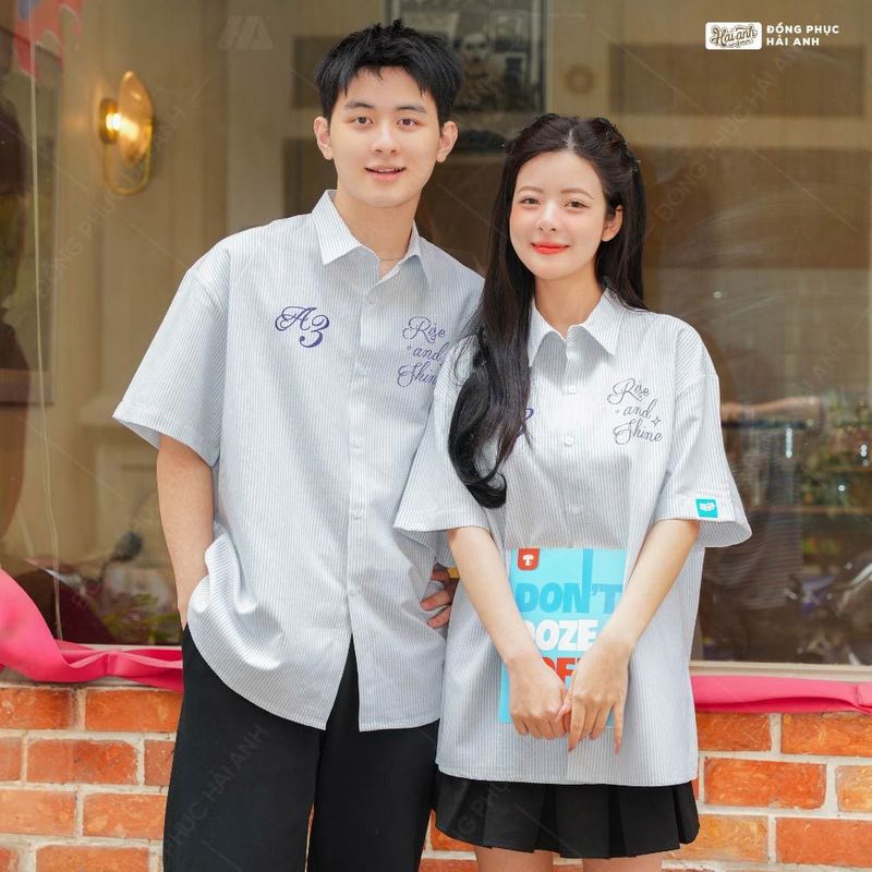 Áo Lớp Sơ Mi Oversize Academy Màu Xám Xanh
