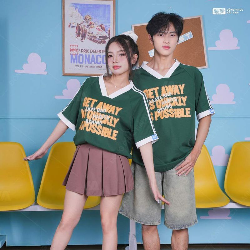 Áo Lớp Oversize Cổ Tim Starling Màu Xanh Iris