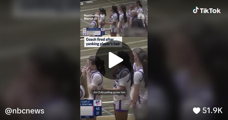 A girls basketball coach in upstate New York was fired for violently yanking the ponytail of his star player and appearing to berate her following an emotional loss.