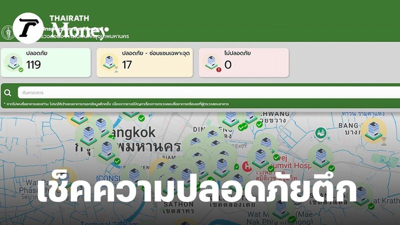 กทม. เปิดระบบ “เช็กความปลอดภัยอาคาร” ให้ดูสถานะตึก-คอนโดของคุณได้เอง