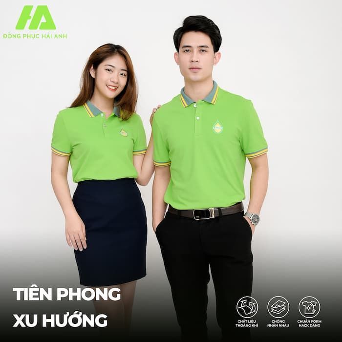 Mẫu Áo Polo Đồng Phục Công Ty Màu Xanh Cốm