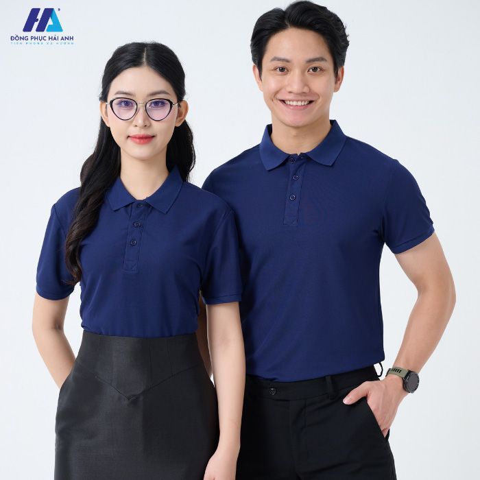 Mẫu Áo Polo Đồng Phục Doanh Nghiệp Xanh Than Chất Liệu Piquecool