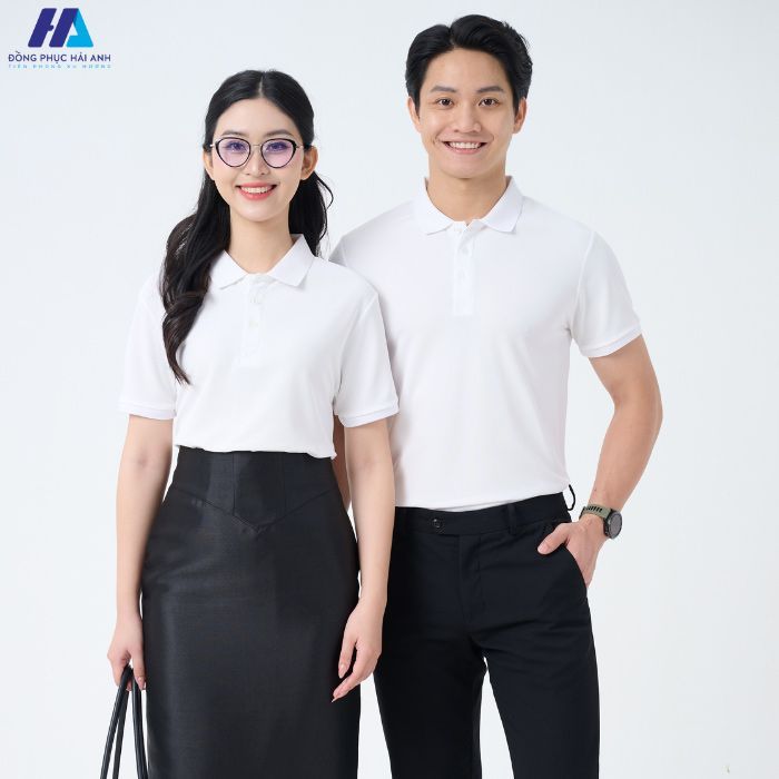 Mẫu Áo Polo Đồng Phục Màu Trắng Nhã Nhặn