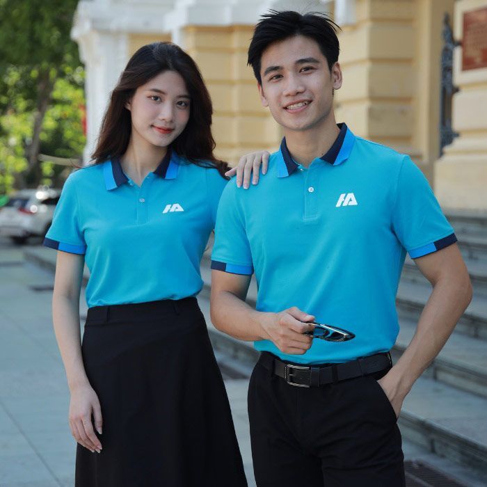 Mẫu Áo Polo Đồng Phục Doanh Nghiệp Xanh Da Trời Chất Liệu Lacoste