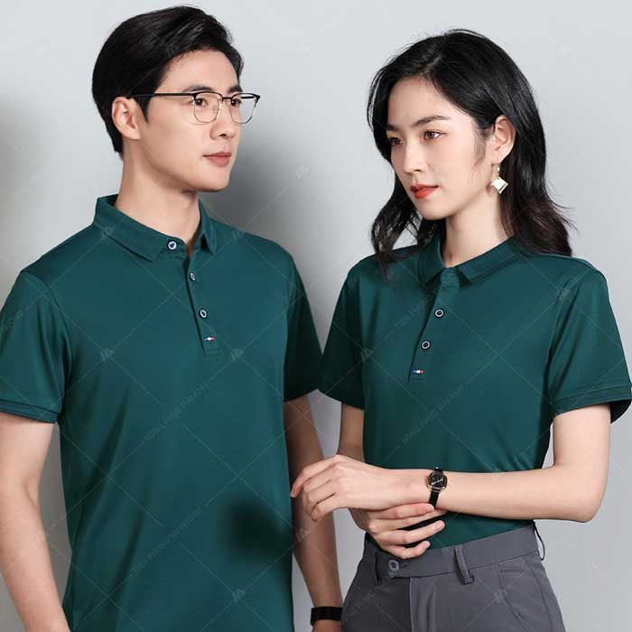 Mẫu Áo Polo Đồng Phục Công Ty Xanh Cổ Vịt Chất Liệu Aircool