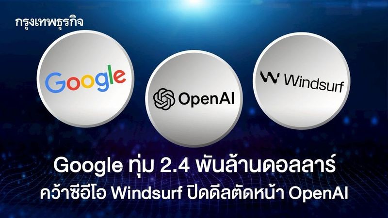 Google ทุ่ม 2.4 พันล้านดอลลาร์ คว้าตัวซีอีโอ Windsurf ปิดดีลตัดหน้า OpenAI