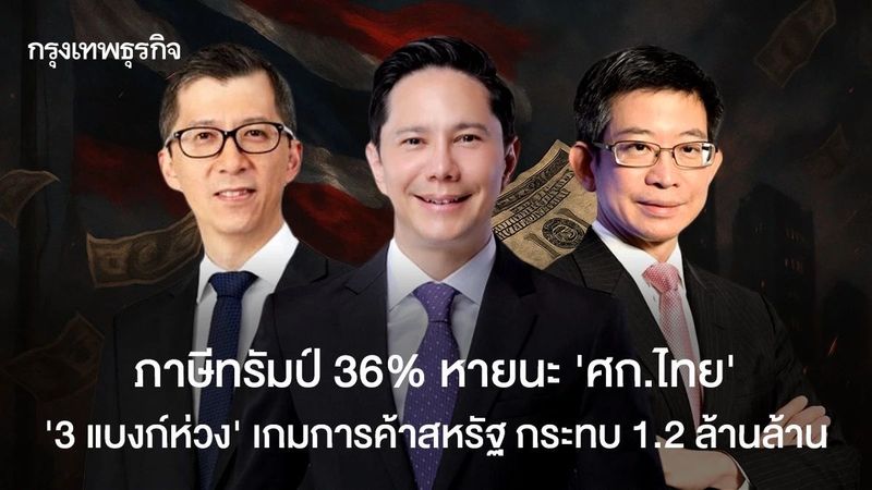 ภาษีทรัมป์ 36% หายนะ ‘ศก.ไทย’ 3 แบงก์ห่วง เกมการค้าสหรัฐ กระทบ 1.2 ล้านล้าน