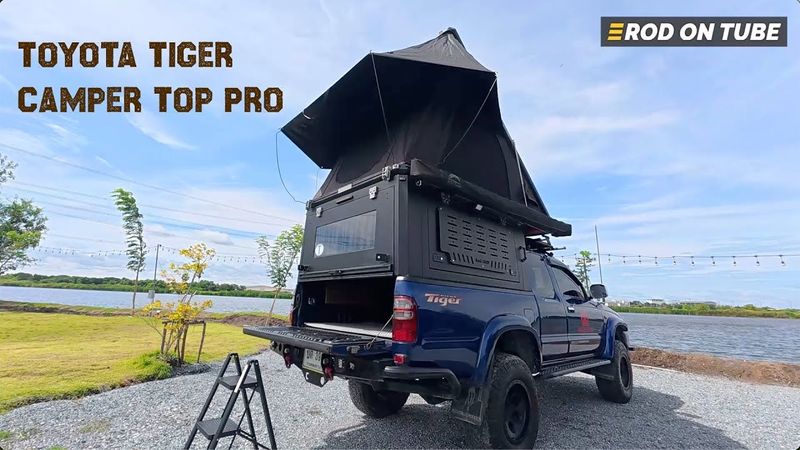 Toyota Tiger Camper Truck กับเซ็ตอัพ Camper Top Pro คัสตอมไซส์ในระยะที่สูงพิเศษ - Rod On Tube