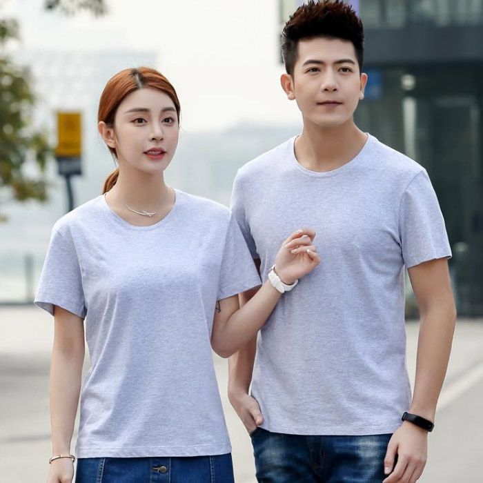 Mẫu Áo Thun Đồng Phục Cổ Tròn Màu Xám