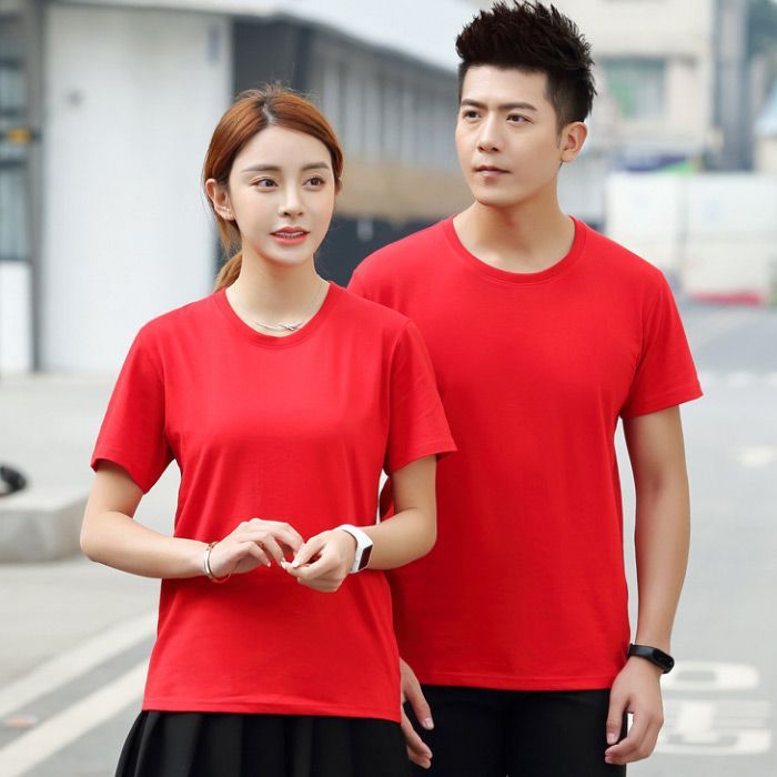 Mẫu Áo Thun Đồng Phục Cổ Tròn Màu Đỏ Vải Lacoste