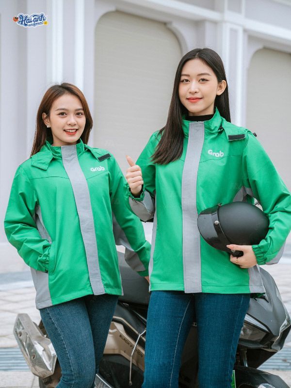 Mẫu Áo Khoác Đồng Phục Công Ty Màu Xanh Lá Grab